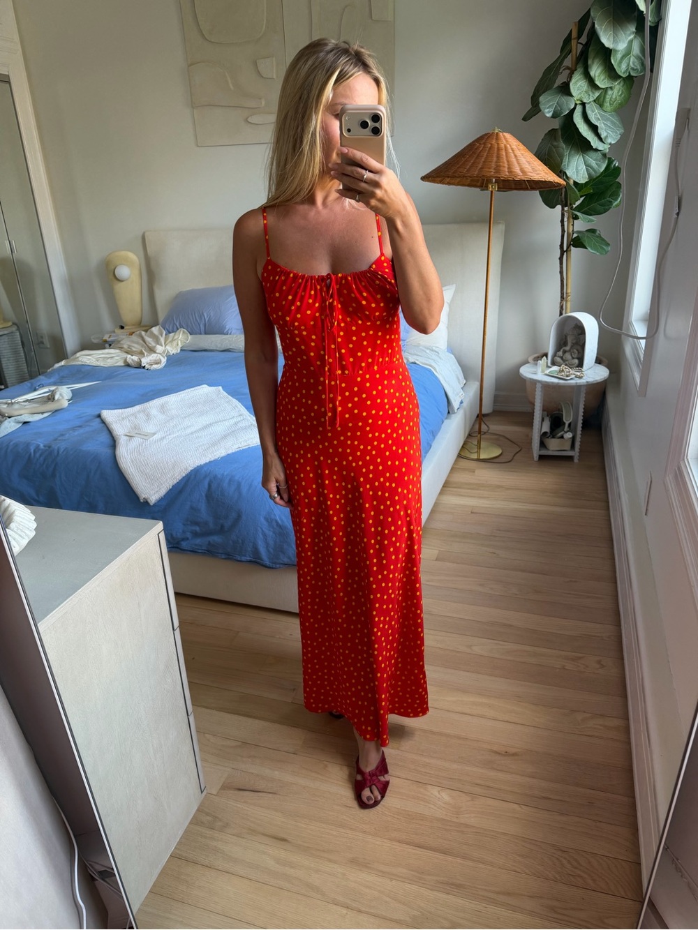 Realization Par Red Midi  Dress Size Medium 100% silk